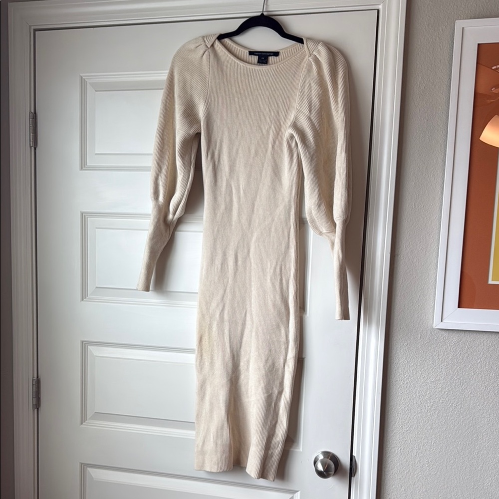 Elegant French Connection Cream Knit Dress